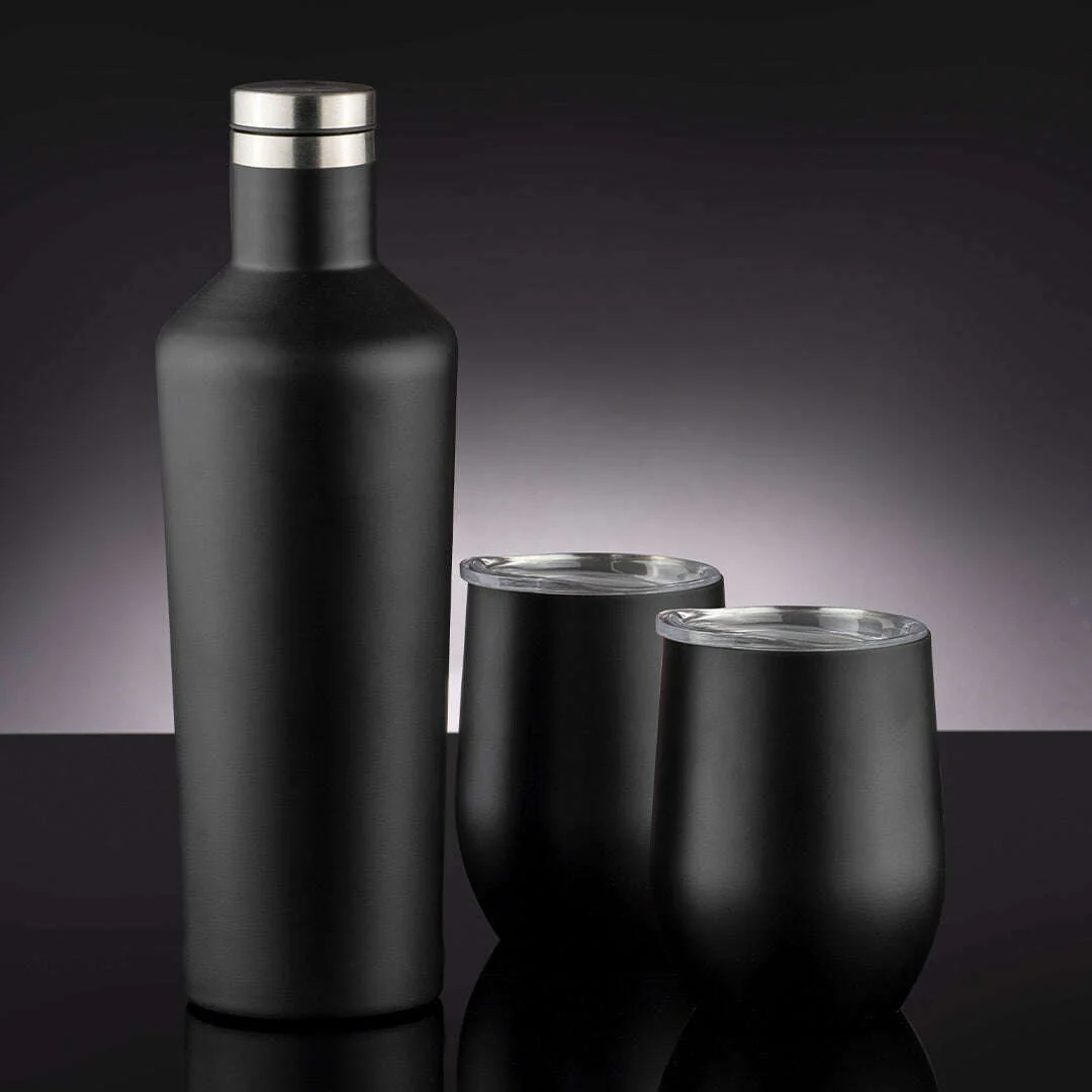 Aurora Matte Black Portable Wine Gift Set - Image 2