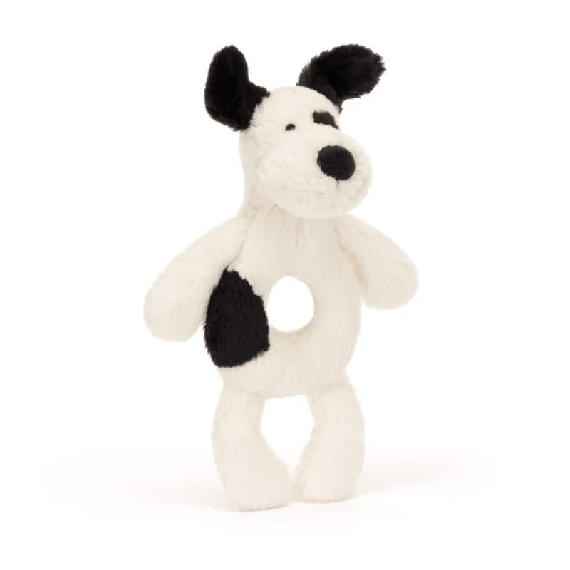 Bashful Black & Cream Puppy Ring Rattle - Image 4