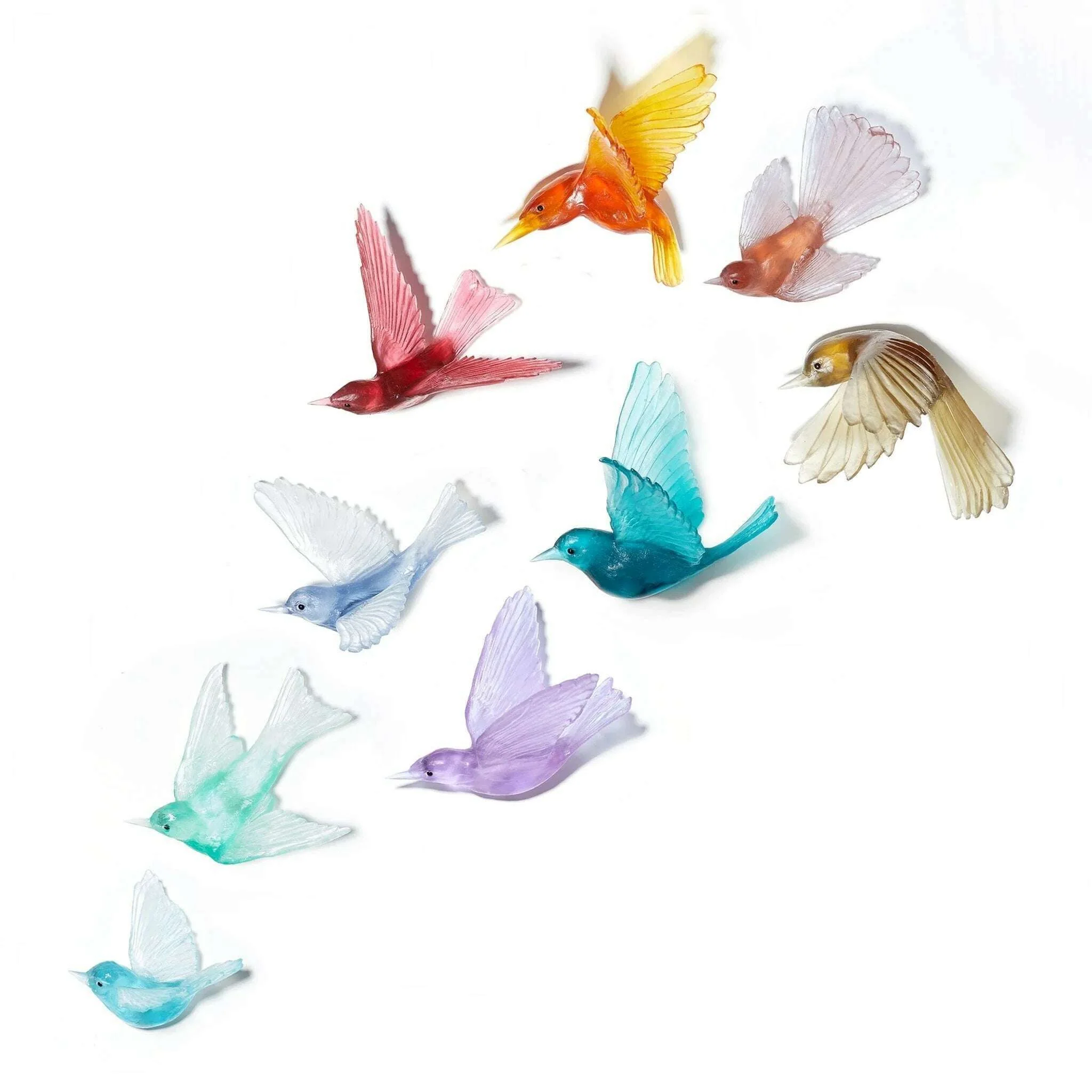 Cast Glass Bird Korimako/Bellbird Wings Back - Image 2