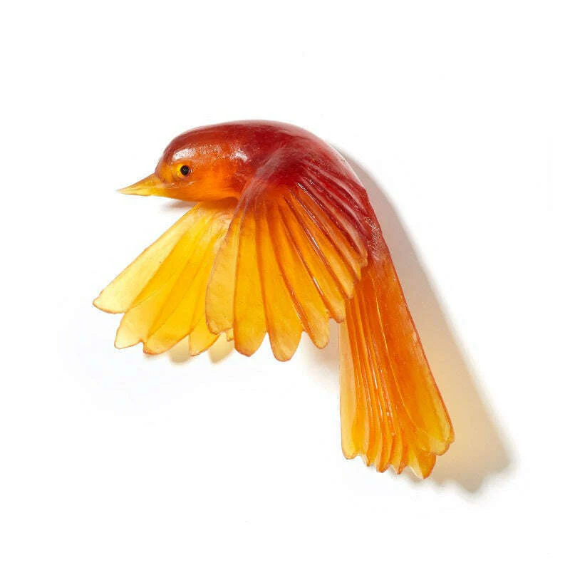 Cast Glass Bird Pīwakawaka/Fantail Wings Down - Image 15