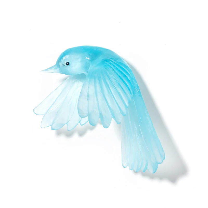 Cast Glass Bird Pīwakawaka/Fantail Wings Down - Image 27